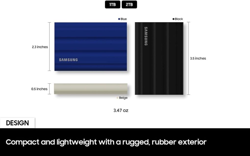 ⁦SAMSUNG T7 Shield 2TB, Portable SSD / مدرع خارجي ضد الصدمات⁩ - الصورة ⁦2⁩