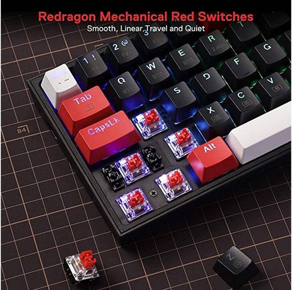 ⁦Redragon K631 PRO 65% 3-Mode Wireless RGB Gaming Keyboard, 68 Keys Hot-Swappable⁩ - الصورة ⁦2⁩