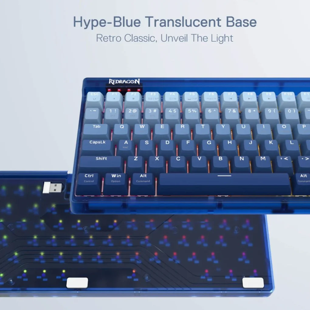 Redragon Redragon K656WB GAREN PRO 90%, USB-C wired, BT, 2.4 GHz, Purple Switch - Image 2