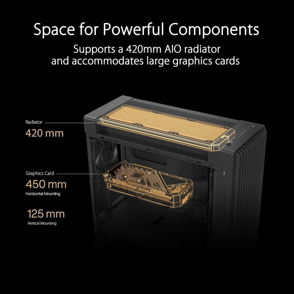 ⁦ASUS ProArt PA602 E-ATX Computer Case 420mm Radiator Support⁩ - الصورة ⁦4⁩