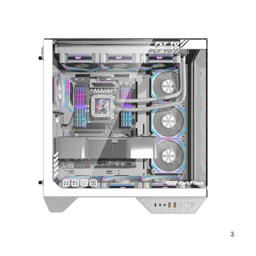 ⁦DarkFlash DY470 Mid Tower Case - White⁩ - الصورة ⁦3⁩