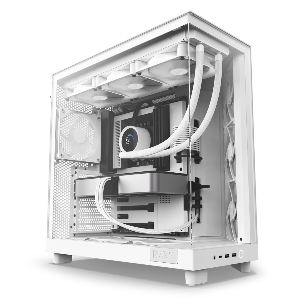 ⁦NZXT H6 FLOW COMPACT DUAL-CHAMBER ATX WHITE CASE⁩ - الصورة ⁦3⁩