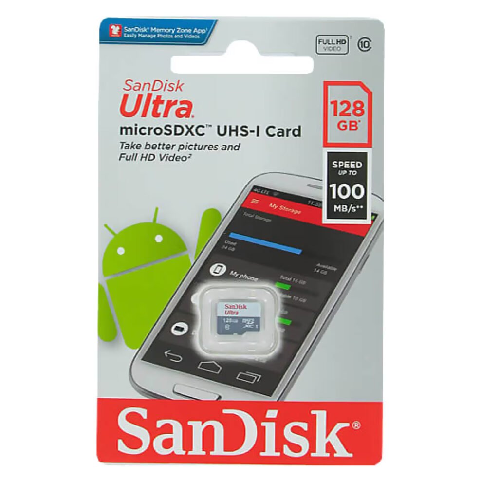 SANDISK MEMORY 128GB / Speed 100 MB/S