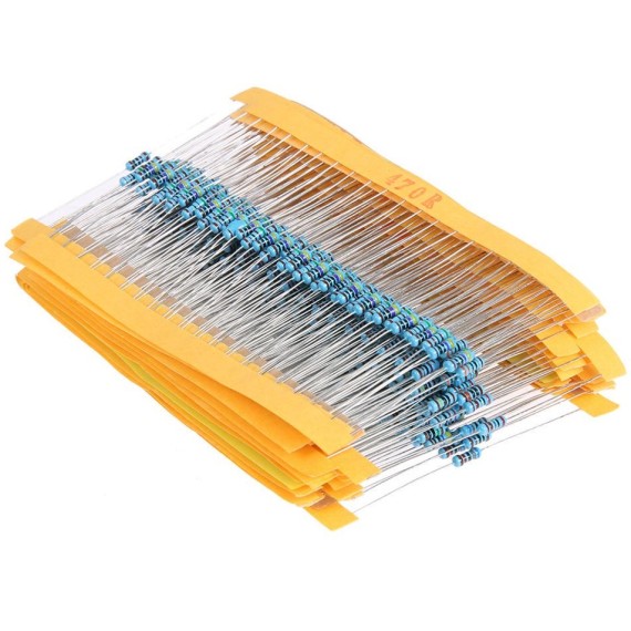 600PCS 0.25W Metal Film Resistor Kit 1% Resistor Assorted Kit Set 10 -1M Ohm whith Box X-CX0226B