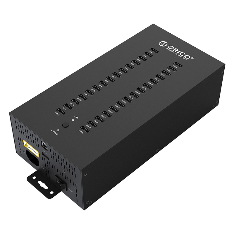 Steel 30 Port USB2.0 Industrial HUB with Data Cable and Removable Hanger