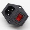 3 in 1 Black Red AC 250V 10A 3 Terminal Power Socket with Fuse Holder With Rocker Switch #L10 050484