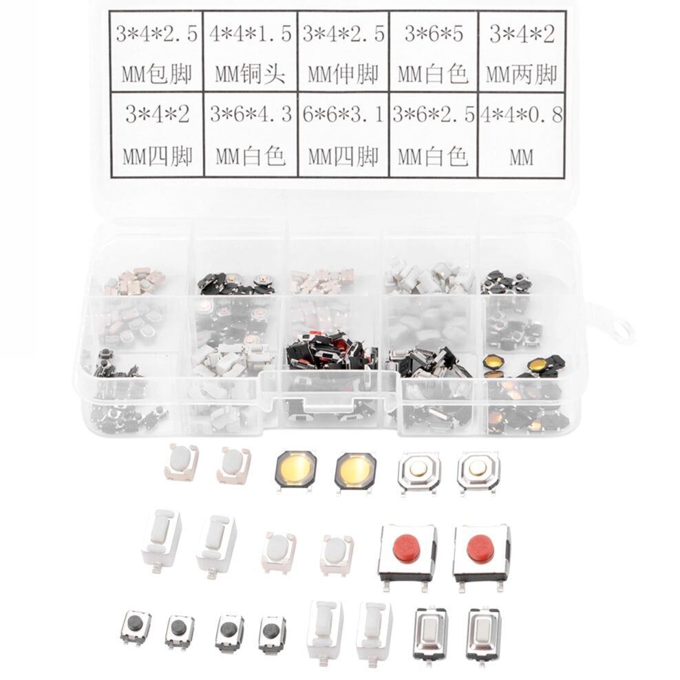 250Pcs 10-Types Tactile Push Button Switch kit #W1. Y-JL0045A
