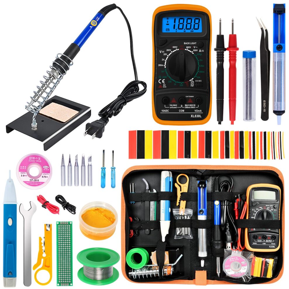 Soldering Iron Kit Welding Tool with LCD Digital Multimeter and Soldering Iron 60W