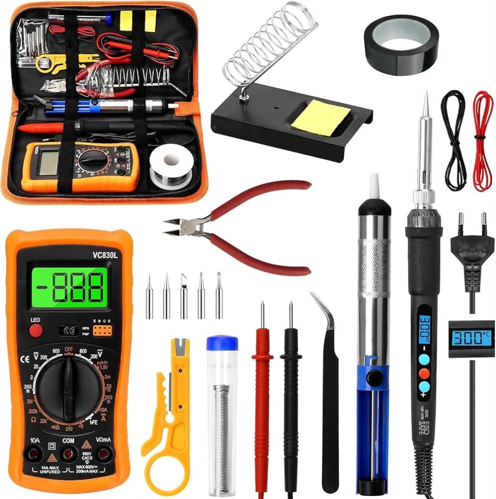 Soldering Iron Kit Welding Tool with LCD Digital Multimeter and Soldering Iron 60W
